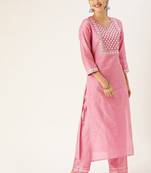 Yoke Design Mirror Work Kurta with Trousers