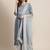 Women Blue & Silver Sequinned Yoke Design Kurta with Trousers & Dupatta