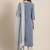 Women Blue & Silver Sequinned Yoke Design Kurta with Trousers & Dupatta