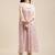 Women Peach-Coloured & Cream-Coloured Floral Printed Pleated Kurta With Trousers