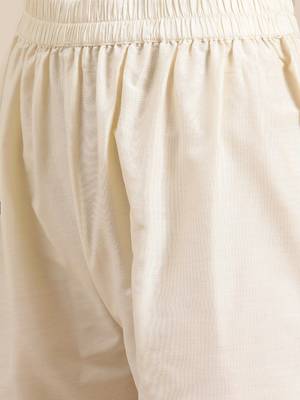 Women Peach-Coloured & Cream-Coloured Floral Printed Pleated Kurta With Trousers 3