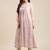 Women Peach-Coloured & Cream-Coloured Floral Printed Pleated Kurta With Trousers