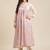 Women Peach-Coloured & Cream-Coloured Floral Printed Pleated Kurta With Trousers