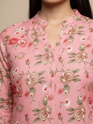 Women Floral Printed Straight Pure Cotton Kurta with Palazzos 2