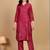 Women Bandhani Printed Collar Tassel-Detail Kurta With Trousers