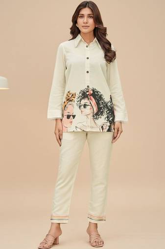 Women Printed Regular Pure Cotton Kurta with Trousers