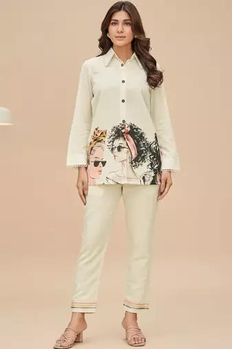 Women Printed Regular Pure Cotton Kurta with Trousers