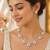 Pearl & cz floral necklace & earrings jewellery set silver-tone finish, bridal wear, cluster pearl design.