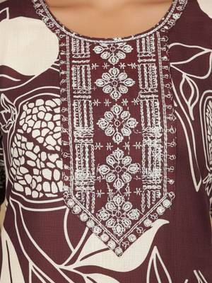 Women Floral Printed Regular Thread Work Kurta with Trousers 6