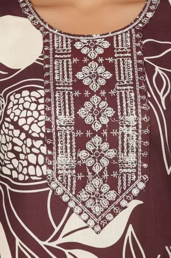 Women Floral Printed Regular Thread Work Kurta with Trousers