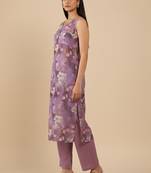 Floral Printed V-Neck Empire Straight Kurta With Trouser