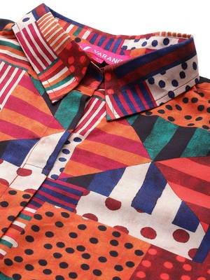 Women Geometric Printed Kurta with Trousers 4