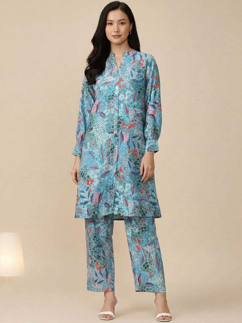Women Floral Printed Regular Kurta with Trousers