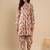 Abstract Printed Mandarin Collar Cuff Sleeves Kurta With Dhoti Pants