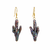 Baroque pearl necklace and earring set, dark iridescent multi-strand necklace, cactus-shaped earrings.