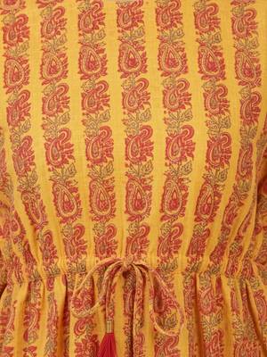 Floral Printed V-Neck Pure Cotton Kaftan Kurta With Trouser 6