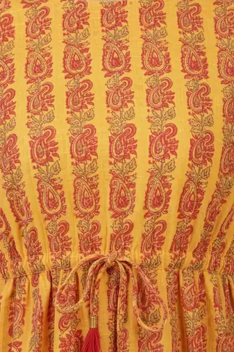 Floral Printed V-Neck Pure Cotton Kaftan Kurta With Trouser