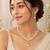 Pearl & cz stone necklace & earrings jewellery set, gold tone , cubic zirconia accents, necklace with earrings.