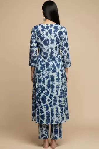 Women Abstract Dyed Empire A-Line Calf Length Kurta Set