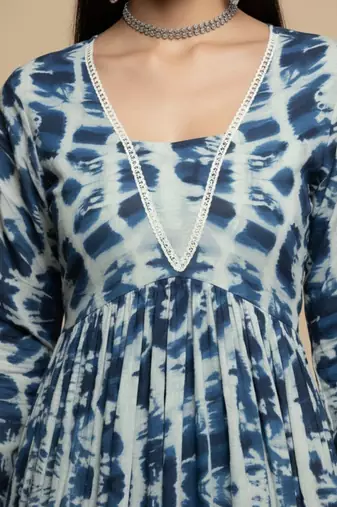 Women Abstract Dyed Empire A-Line Calf Length Kurta Set