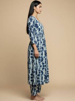 Women Abstract Dyed Empire A-Line Calf Length Kurta Set 7