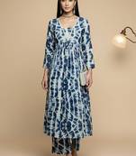 Women Abstract Dyed Empire A-Line Calf Length Kurta Set