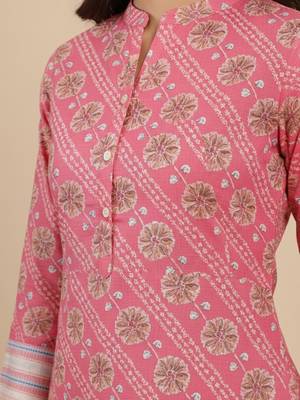Bandhani Printed Mandarin Collar Straight Kurta With Trouser 2