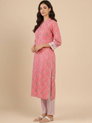 Bandhani Printed Mandarin Collar Straight Kurta With Trouser 5