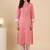 Bandhani Printed Mandarin Collar Straight Kurta With Trouser