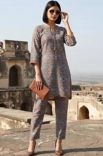 Women Ethnic Motifs Printed Regular Kurta with Trousers
