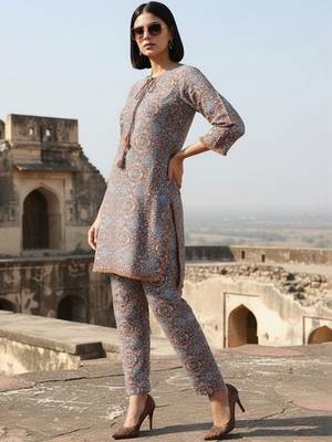 Women Ethnic Motifs Printed Regular Kurta with Trousers 4