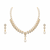 Pearl & cz stone necklace & earrings jewellery set, gold tone , cubic zirconia accents, necklace with earrings.