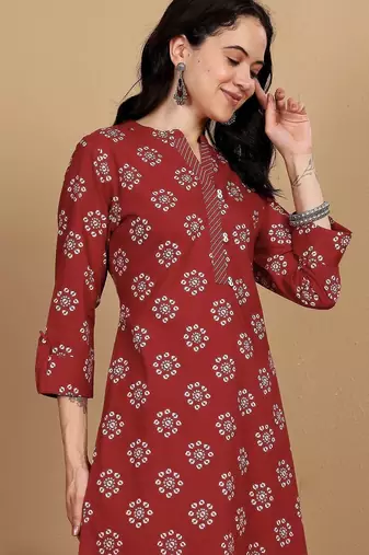 Women Cotton Blend Ethnic Motifs Printed Regular Kurta Set With Trousers