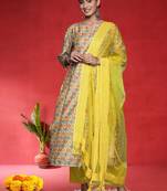 Women Floral Printed A-Line Kurta with Trousers & Dupatta