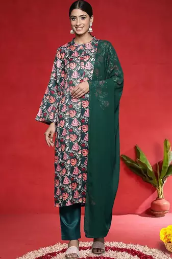Women Floral Printed Kurta with Trousers & Dupatta