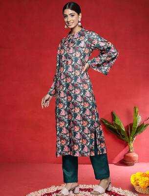 Women Floral Printed Kurta with Trousers & Dupatta 6
