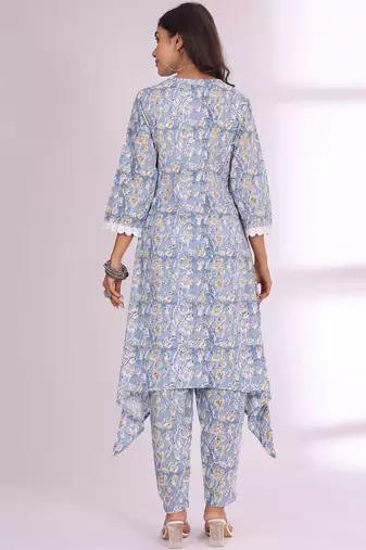 Ethnic Motifs Printed V Neck A-Line Kurta With Trousers