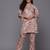 Grey Floral Printed Mandarin Collar Straight Kurta With Trousers