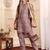Brown Floral Printed Tie Up Neck High Low Kurta With Trousers