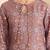 Brown Floral Printed Tie Up Neck High Low Kurta With Trousers