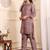 Brown Floral Printed Tie Up Neck High Low Kurta With Trousers
