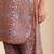 Brown Floral Printed Tie Up Neck High Low Kurta With Trousers