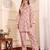 Off White Floral Printed V-Neck Flared Sleeves Straight Kurta With Trousers