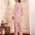 Off White Floral Printed V-Neck Flared Sleeves Straight Kurta With Trousers