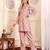 Off White Floral Printed V-Neck Flared Sleeves Straight Kurta With Trousers