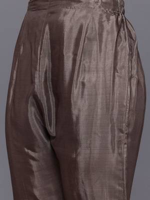 Floral Printed Beads & Stones Pure Silk Kurta With Trousers & Dupatta 3