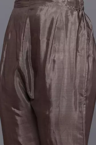 Floral Printed Beads & Stones Pure Silk Kurta With Trousers & Dupatta