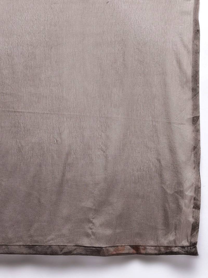 Floral Printed Beads & Stones Pure Silk Kurta With Trousers & Dupatta