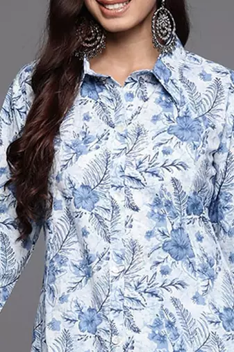 Women Floral Printed A-Line Kurta with Trousers