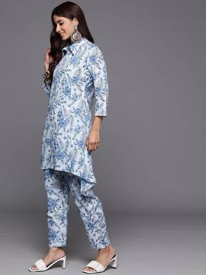 Women Floral Printed A-Line Kurta with Trousers 3